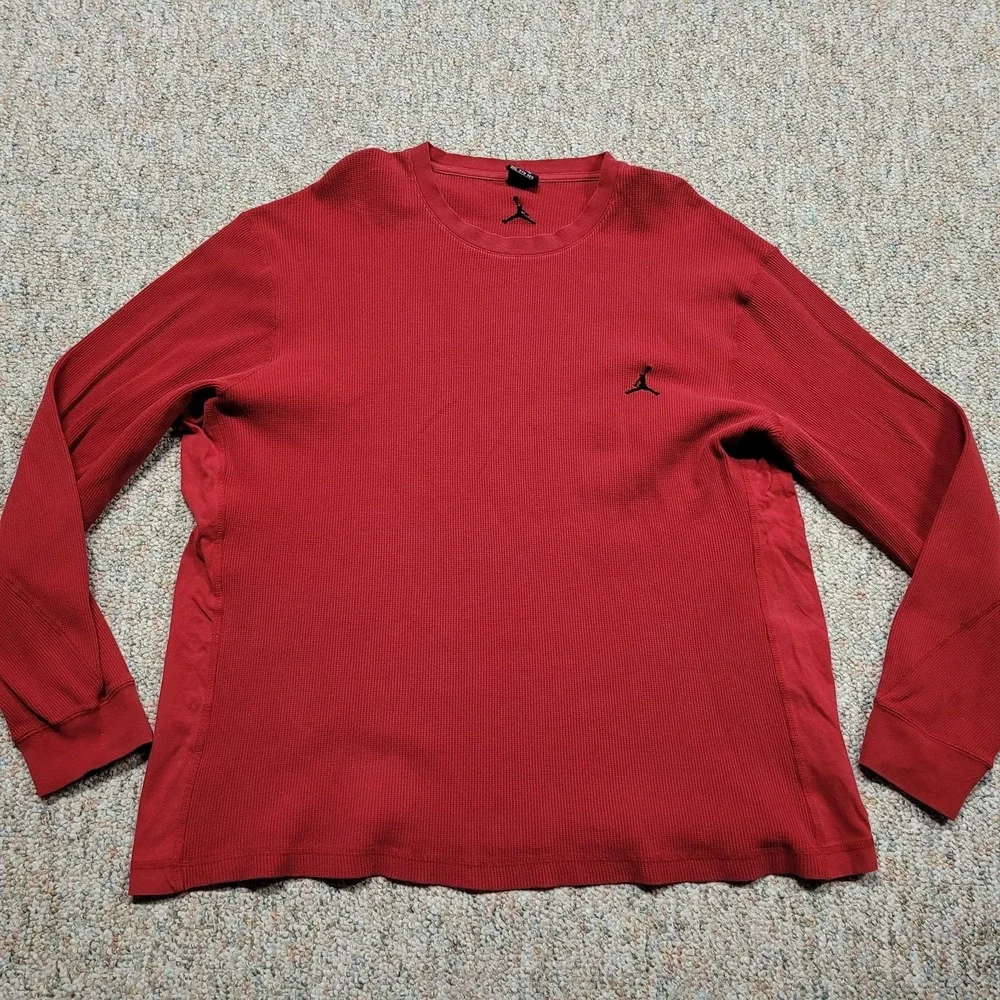 Nike Air Jordan Shirt Mens 3XL Red Long Sleeve Waffle Knit‎ Thermal Jumpman Logo